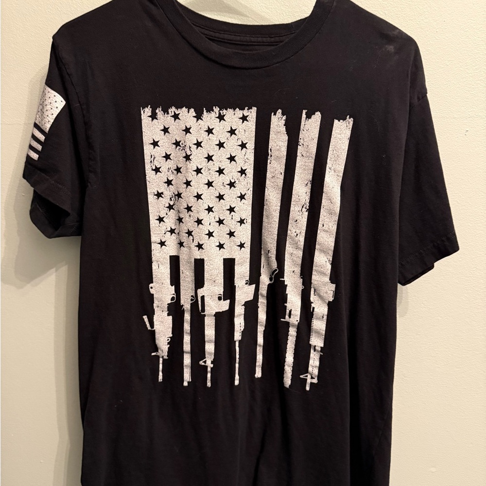 Grunt Style Black T-Shirt with White Rifle Design